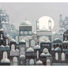 Javed Qamar, 24 x 24 inch, Acrylic On Canvas, Cityscape Painting, AC-JQ-273